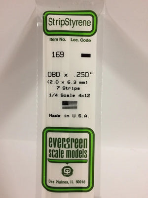 EVERGREEN 169 .080 X .250 STYRENE STRIPS