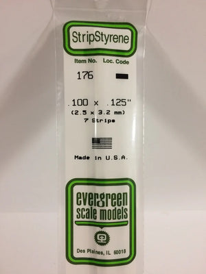 EVERGREEN 176 .100 X .125 STYRENE STRIPS