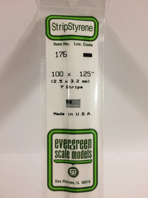 EVERGREEN 176 .100 X .125 STYRENE STRIPS