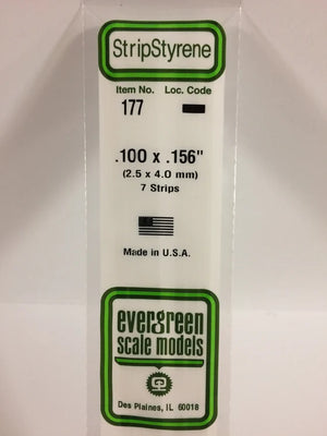 EVERGREEN 177 .100 X .156 STYRENE STRIPS
