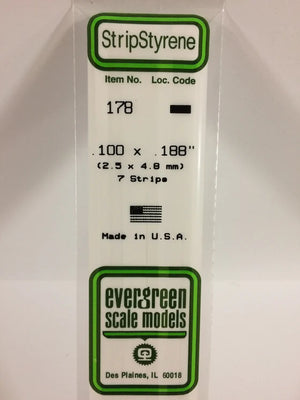 EVERGREEN 178 .100 X .188 STYRENE STRIPS