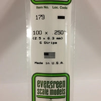 EVERGREEN 179 .100 X .250 STYRENE STRIPS