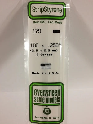 EVERGREEN 179 .100 X .250 STYRENE STRIPS