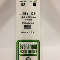 EVERGREEN 186 .125 X .125 STYRENE STRIP
