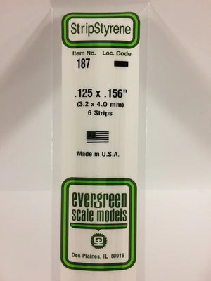 EVERGREEN 187 .125 X .156 STYRENE STRIPS