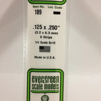EVERGREEN 189 .125 X .250 STYRENE STRIPS