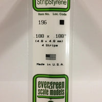 EVERGREEN 196 .188 X .188 STYRENE STRIPS