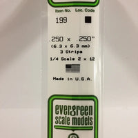 EVERGREEN 199 .250 X .250 STYRENE STRIPS