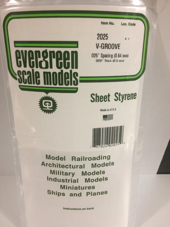 EVERGREEN 2025 .025 STYRENE V GROOVE SIDING