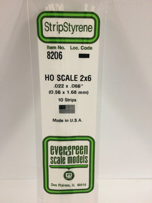 EVERGREEN 8206 HO SCALE 2 x 6 .022