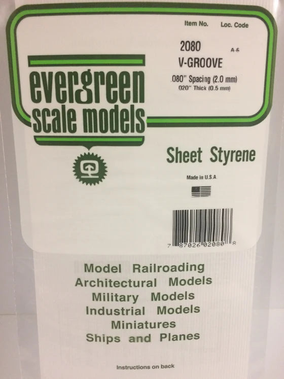EVERGREEN 2080 .080 STYRENE V GROOVE SIDING