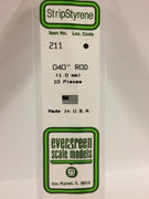EVERGREEN 211 .040 OD STYRENE RODS