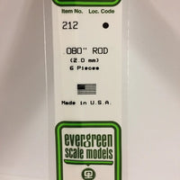 EVERGREEN 212 .080 OD STYRENE ROD