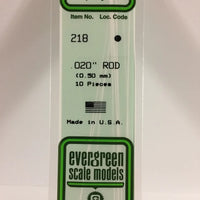 EVERGREEN 218 .020 OD STYRENE RODS
