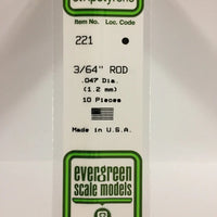 EVERGREEN 221 .047 OD STYRENE RODS