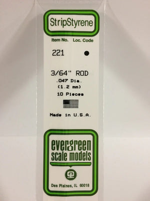 EVERGREEN 221 .047 OD STYRENE RODS