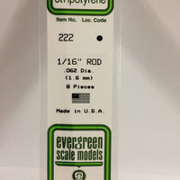 EVERGREEN 222 .062 OD STYRENE ROD