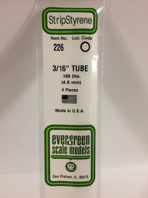 EVERGREEN 226 .188 STYRENE ROUND TUBING