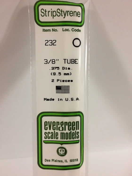 EVERGREEN 232 .375 STYRENE ROUND TUBING