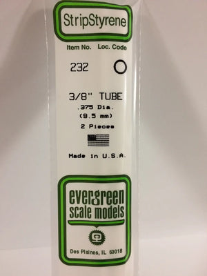 EVERGREEN 232 .375 STYRENE ROUND TUBING