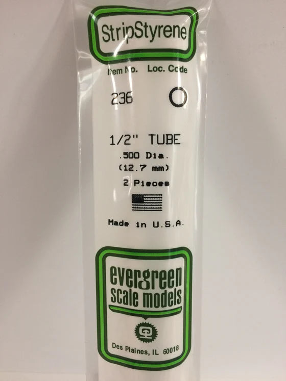 EVERGREEN 236 .500 STYRENE ROUND TUBING