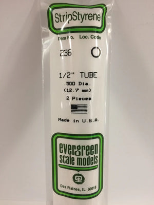 EVERGREEN 236 .500 STYRENE ROUND TUBING