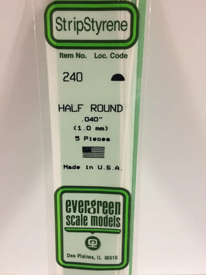 EVERGREEN 240 .040 STYRENE HALF ROUND