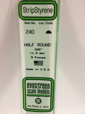 EVERGREEN 240 .040 STYRENE HALF ROUND