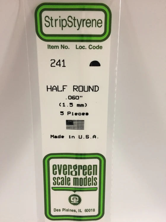EVERGREEN 241 .060 STYRENE HALF ROUND