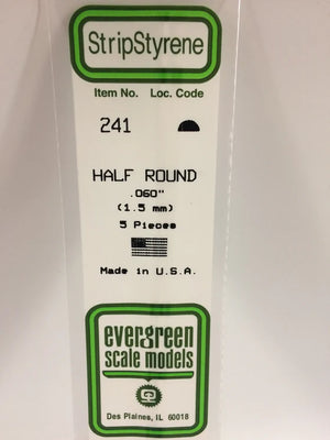 EVERGREEN 241 .060 STYRENE HALF ROUND