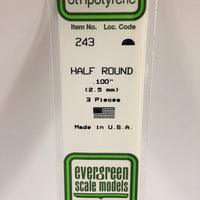 EVERGREEN 243 .100 STYRENE HALF ROUND