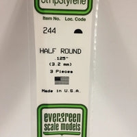 EVERGREEN 244 .125 STYRENE HALF ROUND