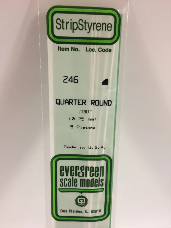 EVERGREEN 246 .030 STYRENE QUARTER ROUND