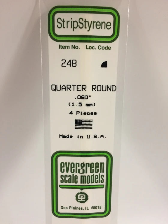 EVERGREEN 248 .060 STYRENE QUARTER ROUND