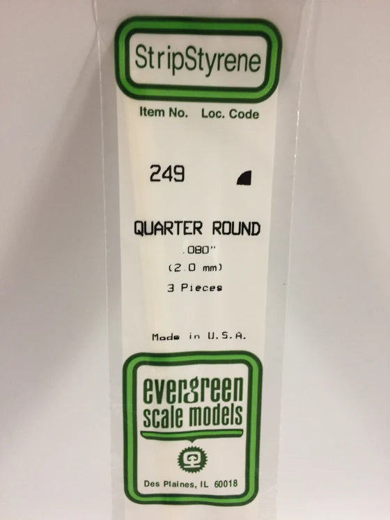 EVERGREEN 249 .080 STYRENE  QUARTER ROUND