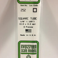 EVERGREEN 252 .125 STYRENE  SQUARE TUBES