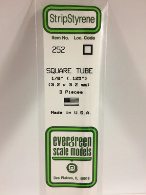 EVERGREEN 252 .125 STYRENE  SQUARE TUBES