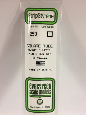 EVERGREEN 253 .188 STYRENE  SQUARE TUBES