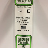 EVERGREEN 254 .250 STYRENE  SQUARE TUBES