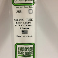EVERGREEN 255 .312 STYRENE  SQUARE TUBES