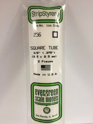 EVERGREEN 256 .375 STYRENE  SQUARE TUBES