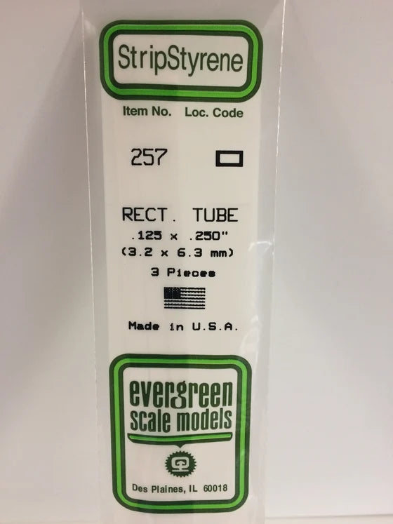 EVERGREEN 257 .125 X .250 STYRENE  RECTANGULAR TUBES