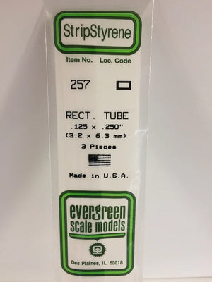 EVERGREEN 257 .125 X .250 STYRENE  RECTANGULAR TUBES