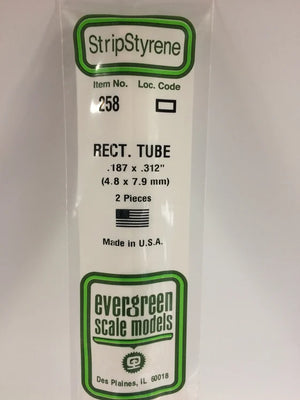 EVERGREEN 258 .188 X .312 STYRENE  RECTANGULAR TUBES
