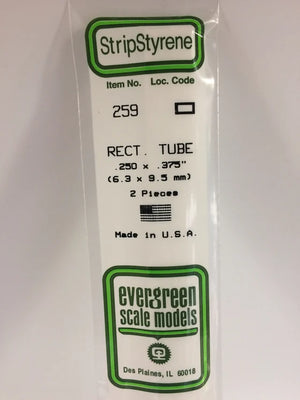 EVERGREEN 259 .250 X .375 STYRENE  RECTANGULAR TUBES