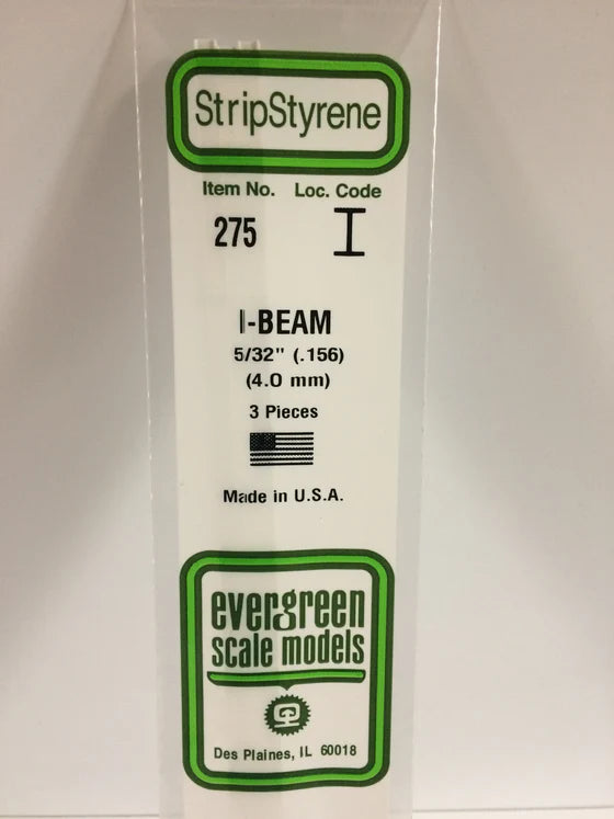 EVERGREEN 275 .156 STYRENE I BEAMS