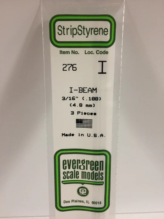 EVERGREEN 276 .188 STYRENE I BEAMS