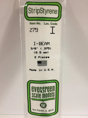 EVERGREEN 279 .375 STYRENE I BEAMS