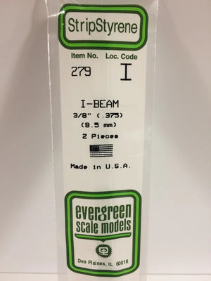 EVERGREEN 279 .375 STYRENE I BEAMS