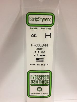 EVERGREEN 281 .060 STYRENE H COLUMNS